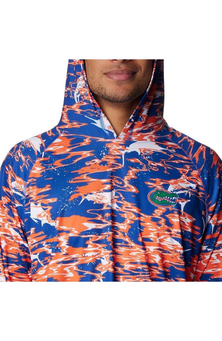 Columbia Men's Columbia Royal Florida Gators PFG Terminal Tackle Omni-Shade Rippled Long Sleeve Hooded T-Shirt, Alternate, color,