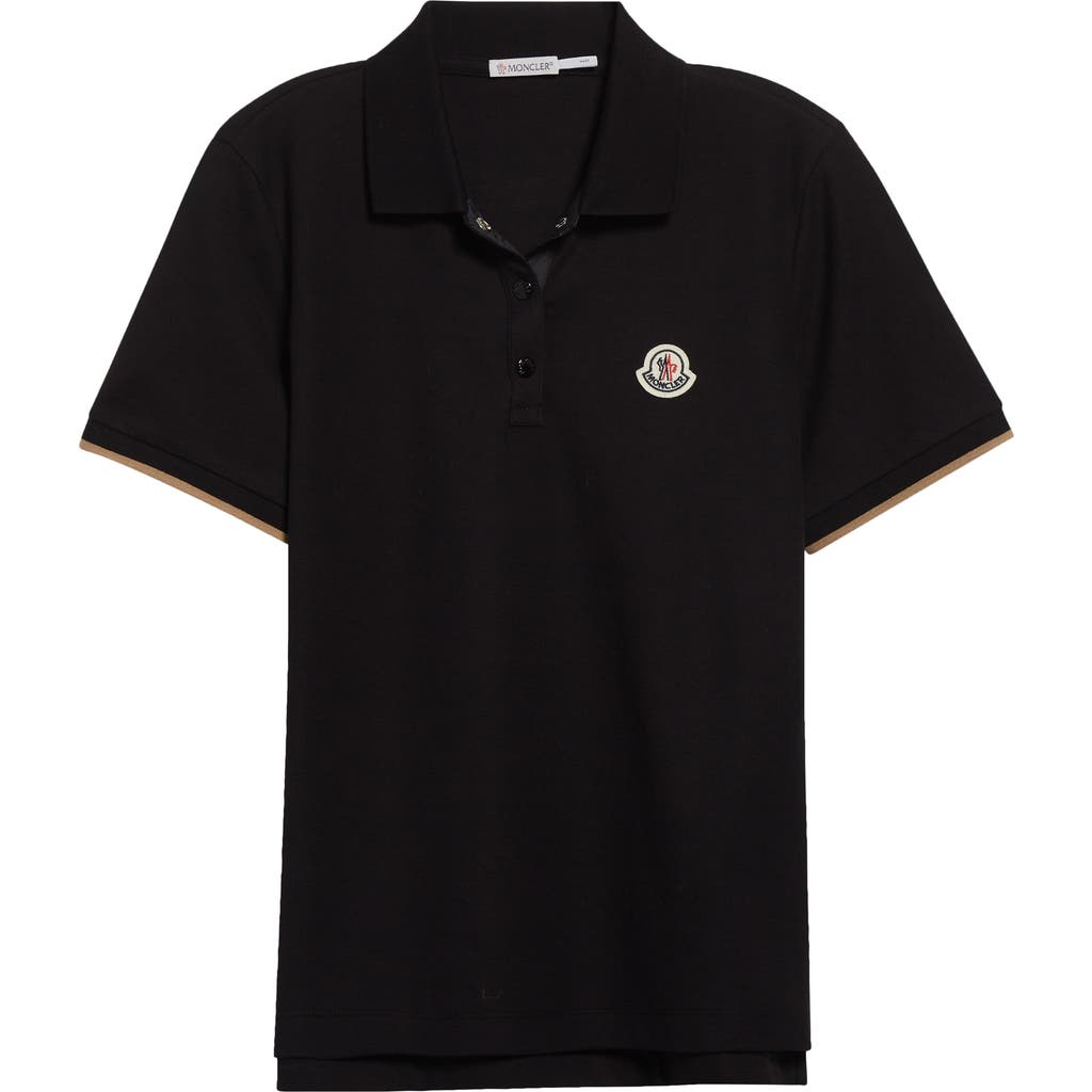 Moncler Cotton Piqué Polo In Black