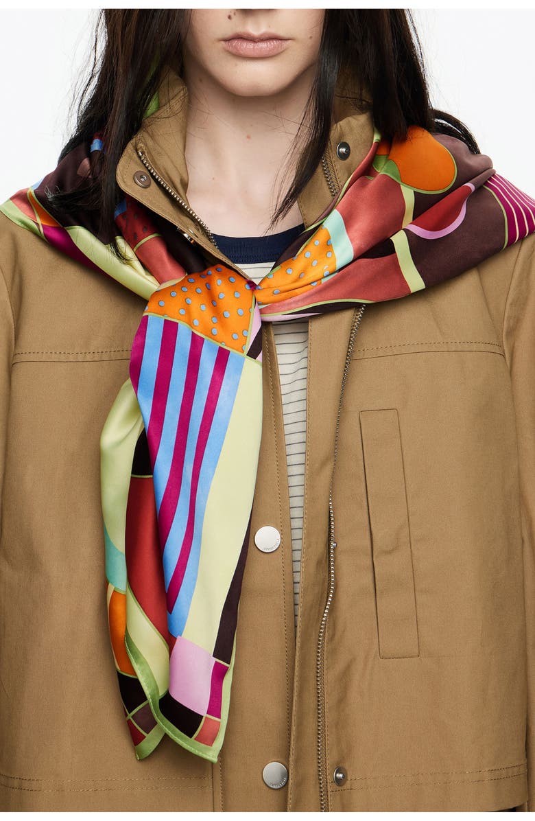 Bimba y Lola Geometric Shapes Scarf, Alternate, color, Garnet