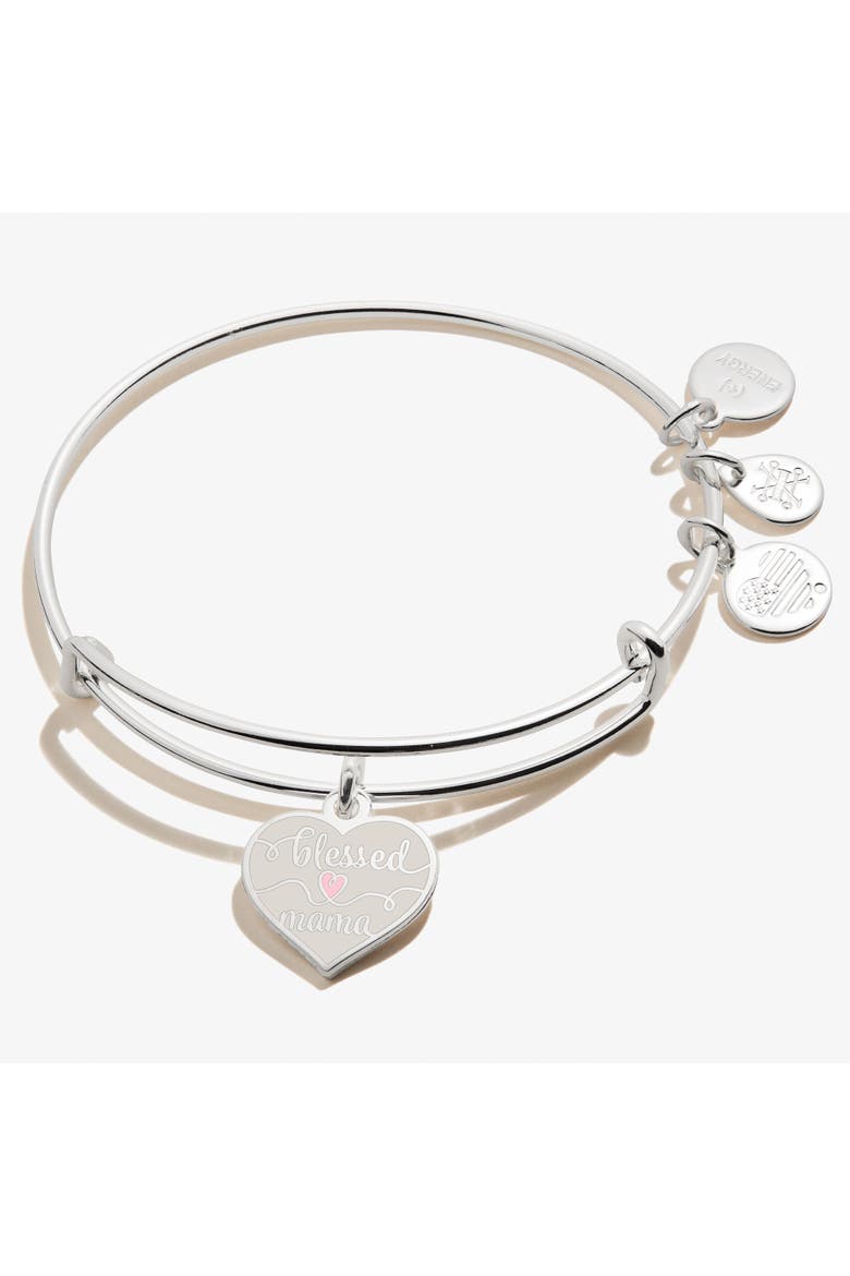 'Blessed Mama' Charm Bangle, Main, color, Silver
