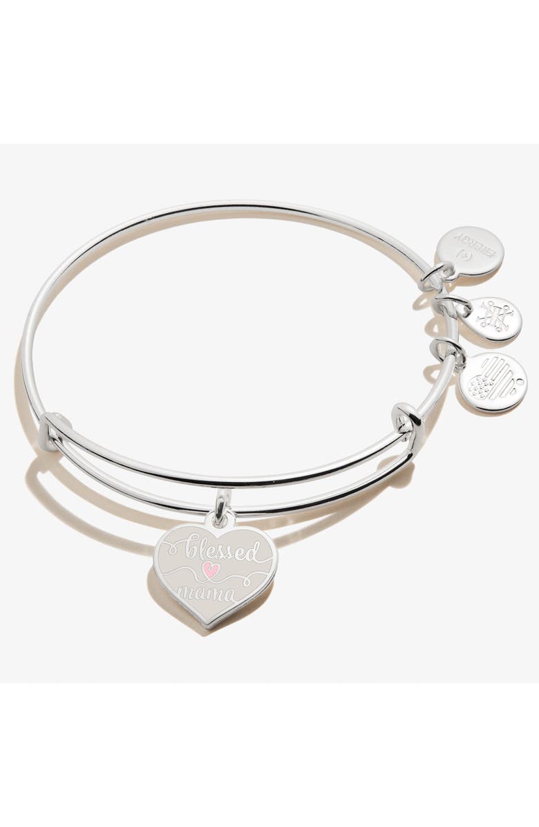 Alex and Ani 'Blessed Mama' Charm Bangle, Main, color, Silver