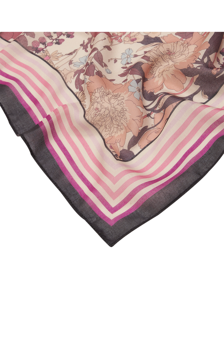 Fable England Deco Blooms Candy Stripe Border Midweight Scarf, Alternate, color, Pink