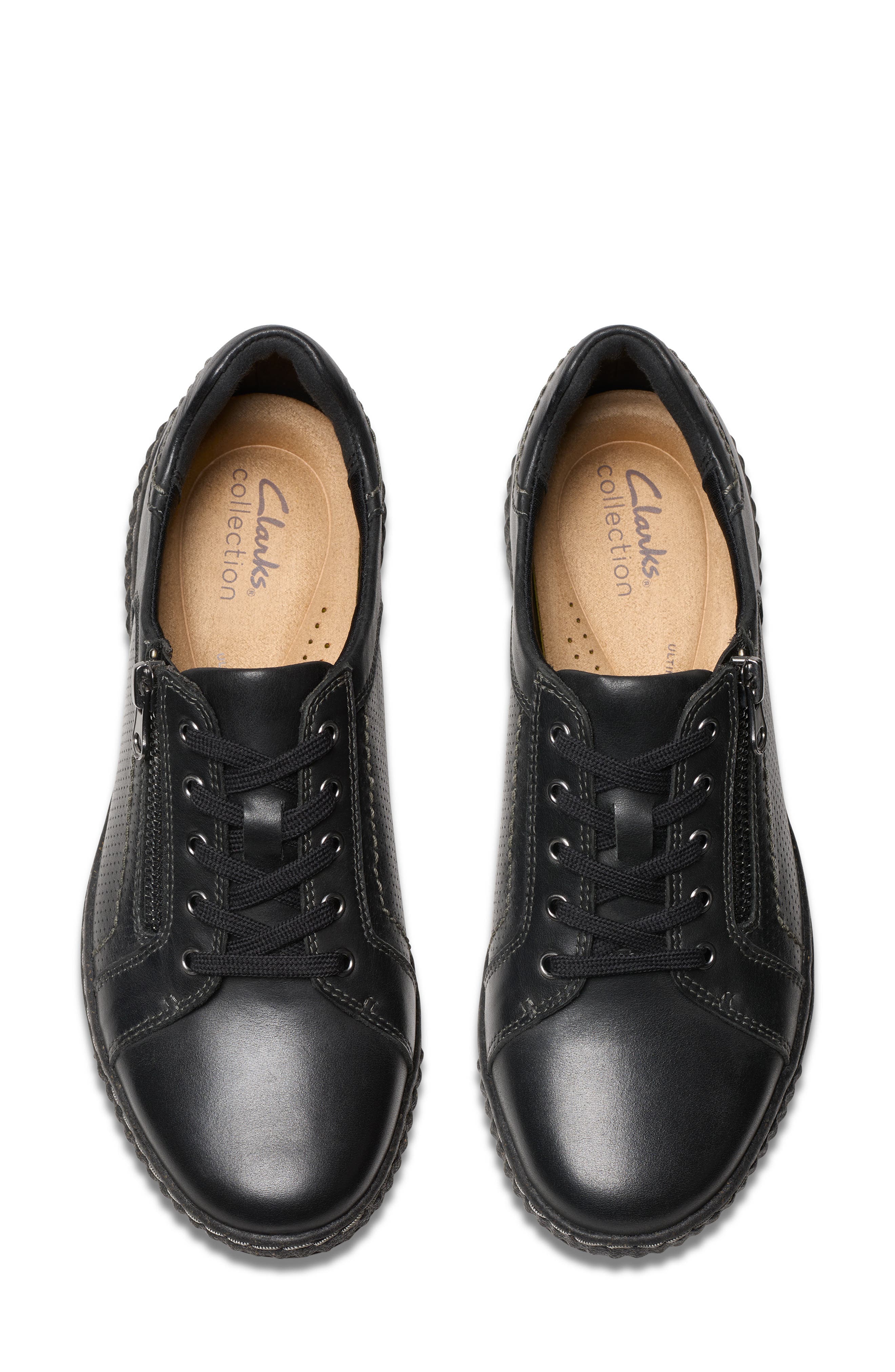 Clarks<sup>®</sup> Caroline Janna Low Top Sneaker, Alternate, color, Black Leather