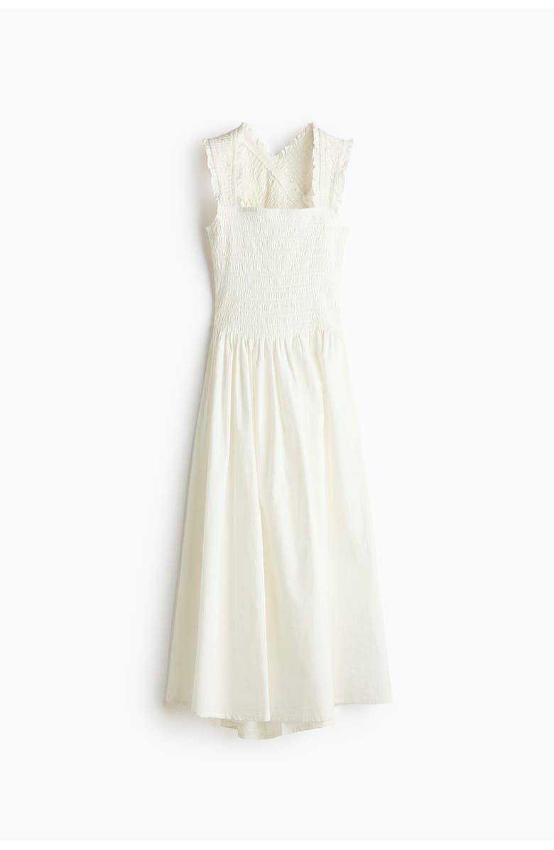 H&M Smocked poplin dress, Alternate, color, White
