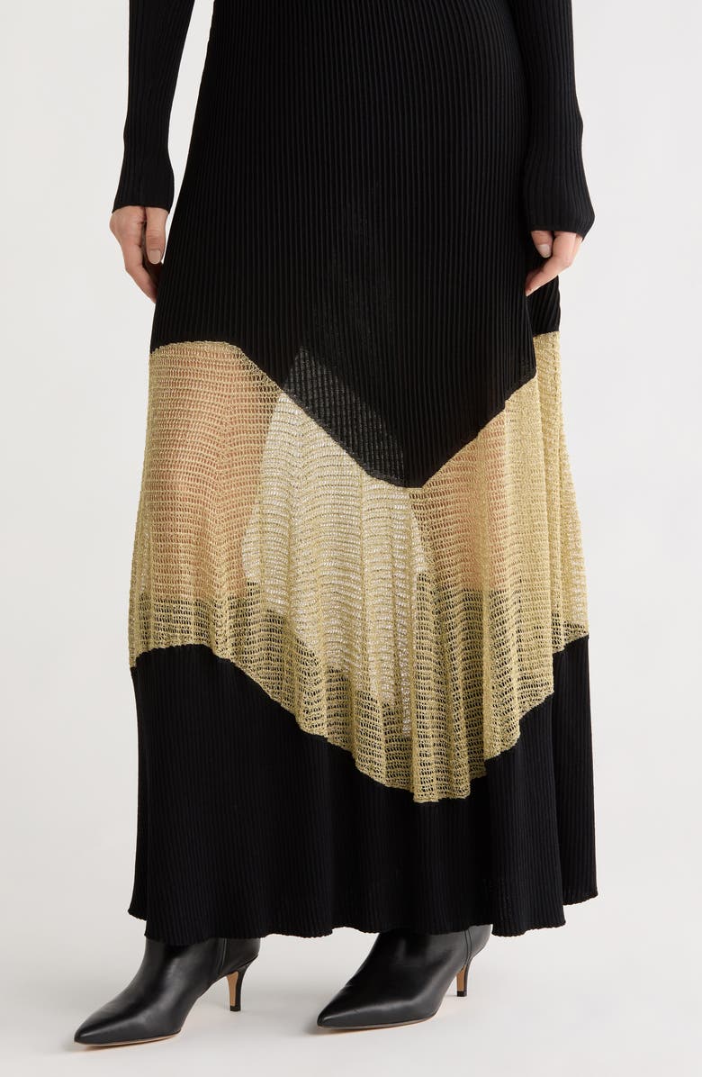 Ulla Johnson Roanne Long Sleeve Metallic Maxi Dress, Alternate, color, Gold Noir