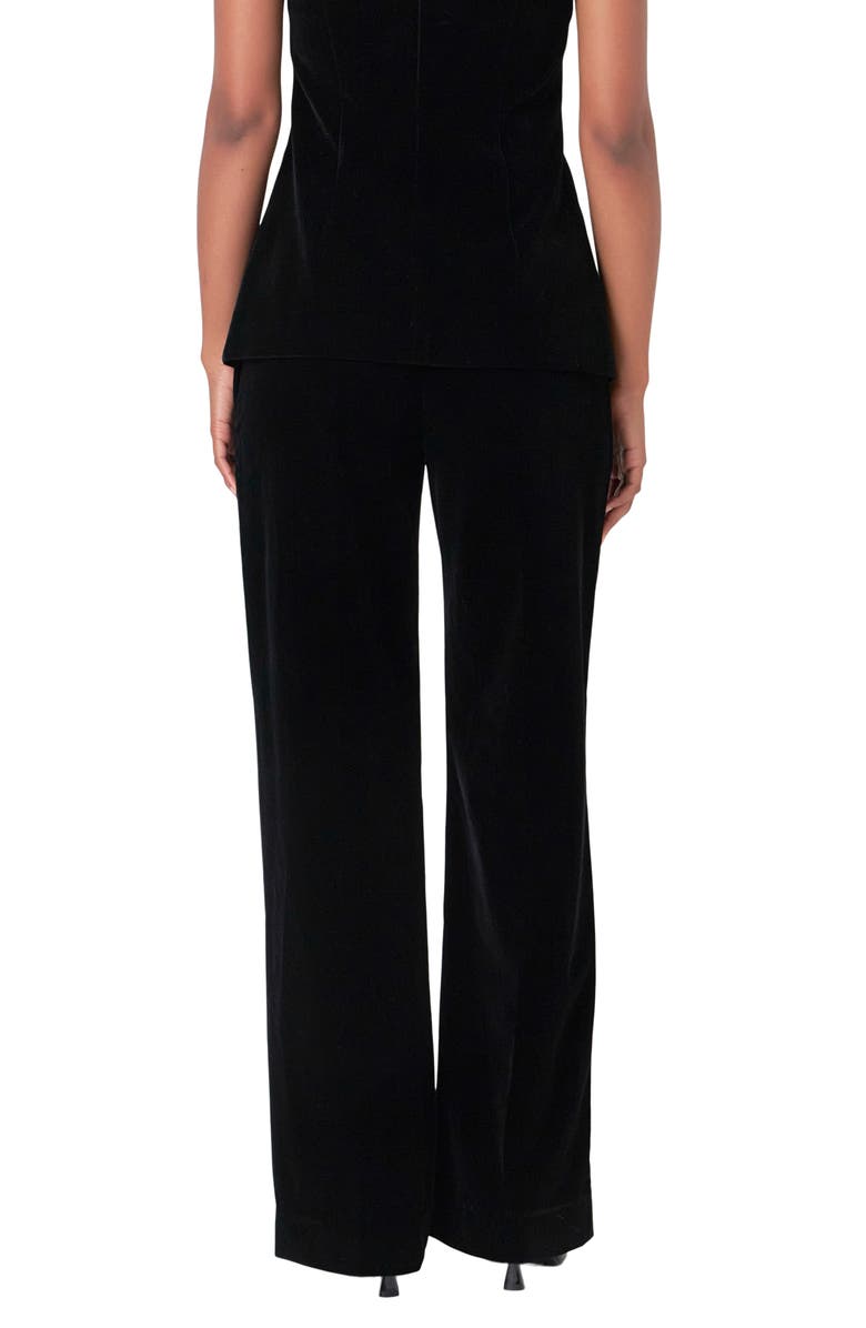 Endless Rose High Waist Wide Leg Velvet Pants, Alternate, color, Black