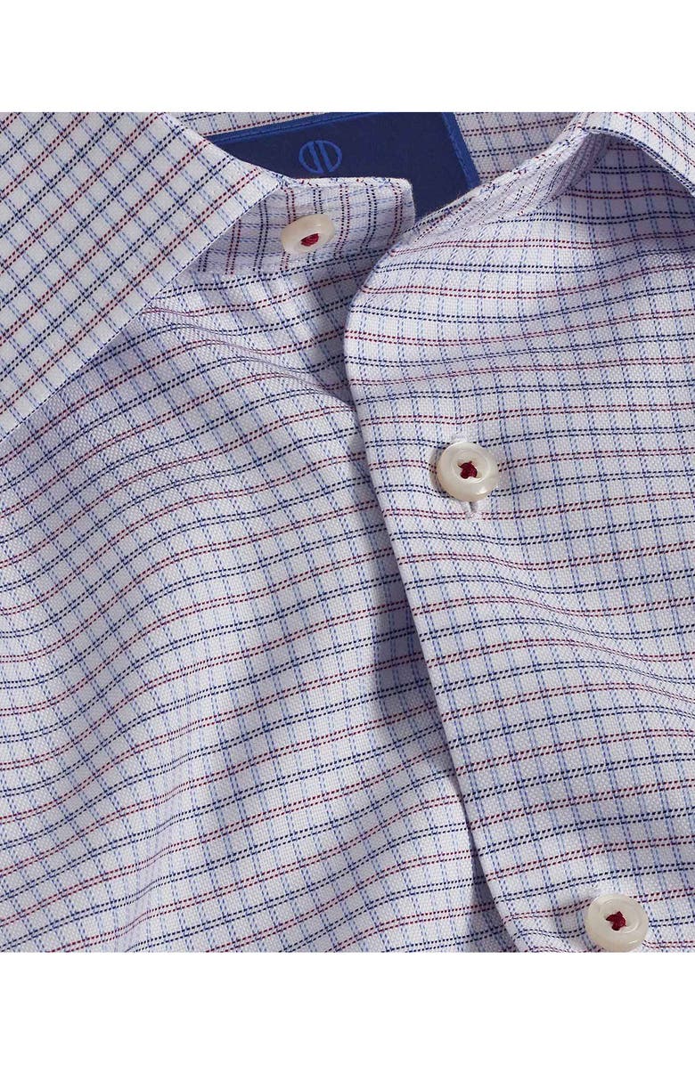 David Donahue Regular Fit Micropattern Cotton Dress Shirt, Alternate, color, Navy/ Merlot