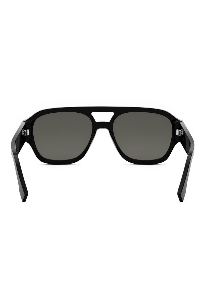 'Fendigraphy 55mm Geometric Sunglasses, Alternate, color, SHINY BLACK / SMOKE