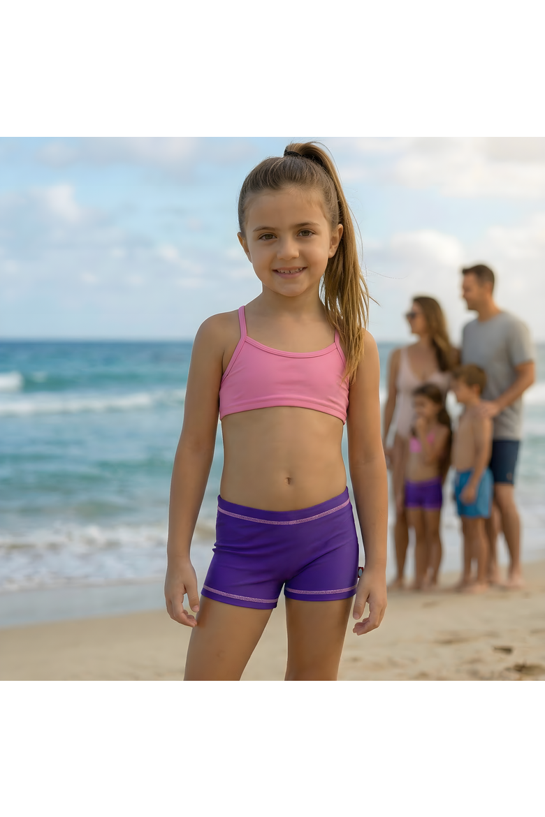 Girls UPF 50+ Quick-Dry Swim Boy Shorts, Alternate, color, Splatter