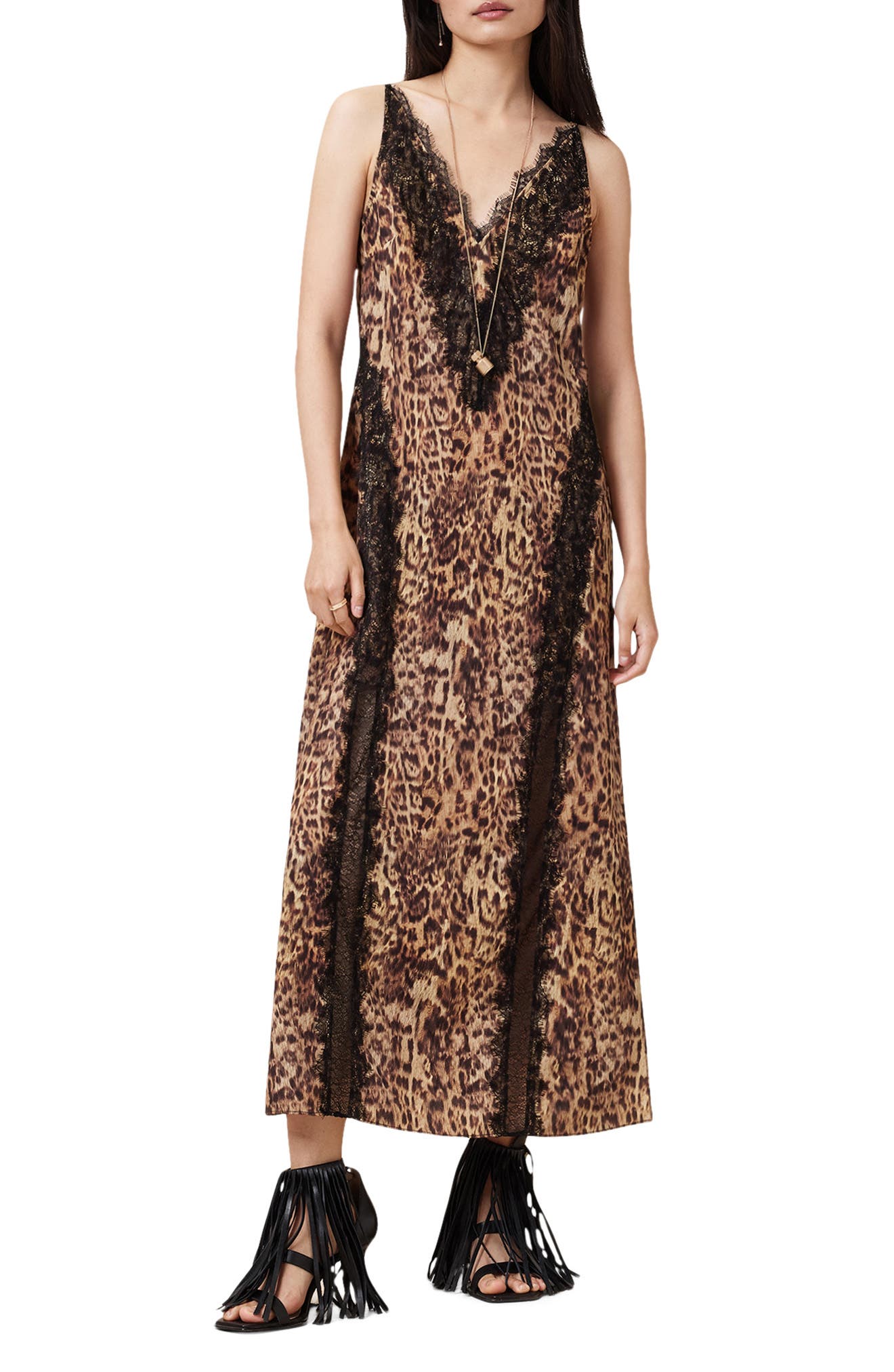 AllSaints Melia Lace Trim Slipdress