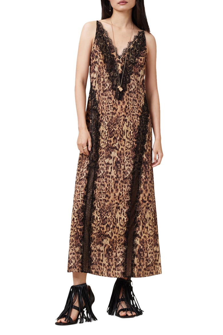 Melia Lace Trim Slipdress, Main, color, EVIA GOLDEN BROWN