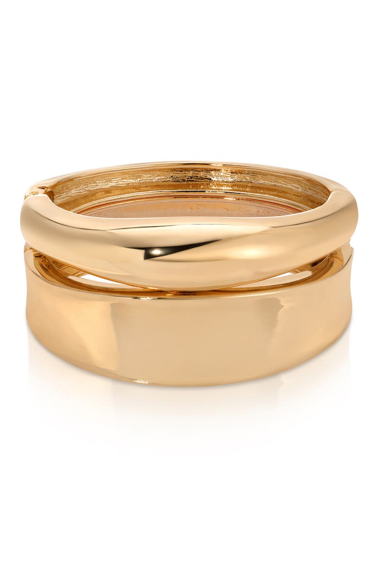 Set of 2 Bangle Bracelets, Main, color, GOLD