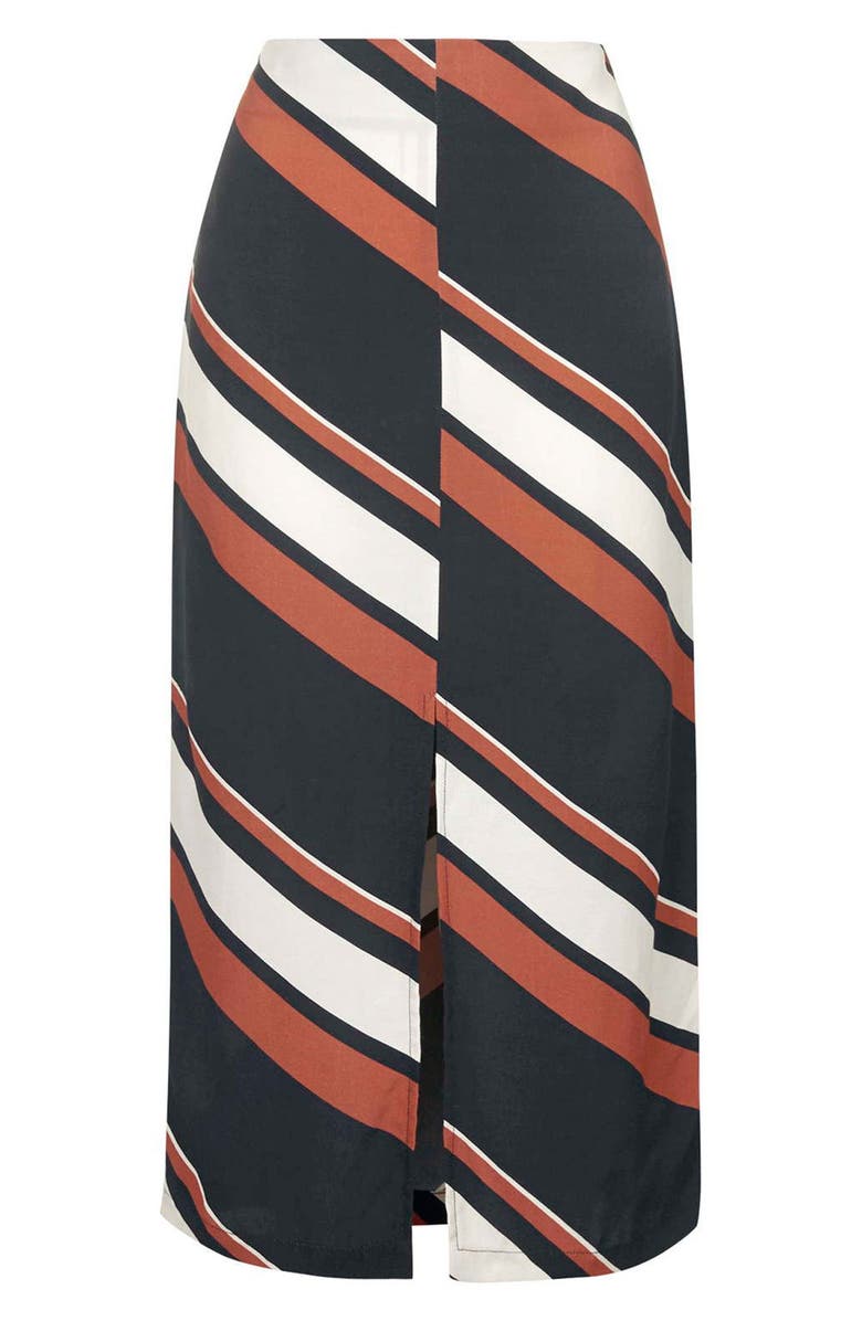 Topshop Split Stripe Midi Skirt, Alternate, color, 