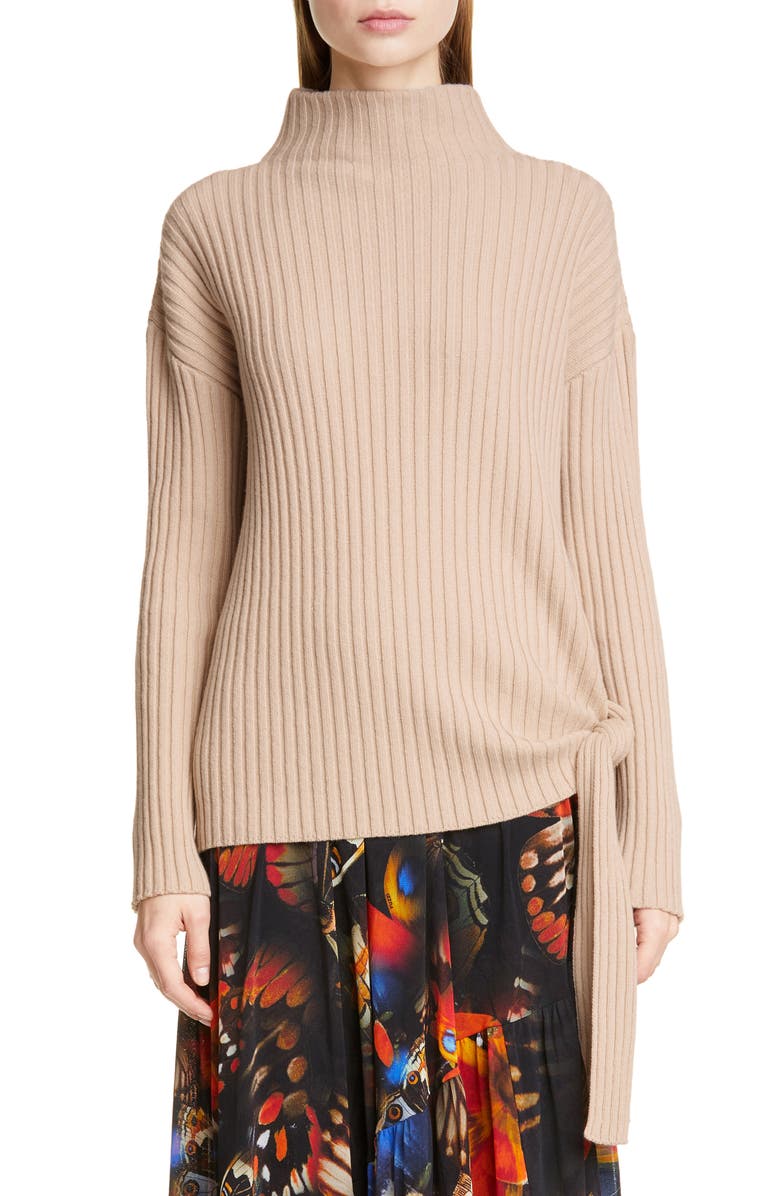 Fuzzi Tie Hem Wool, Silk & Cashmere Sweater, Main, color, 