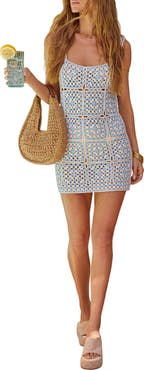 VICI Collection Solana Patchwork Crochet Granny Square Minidress