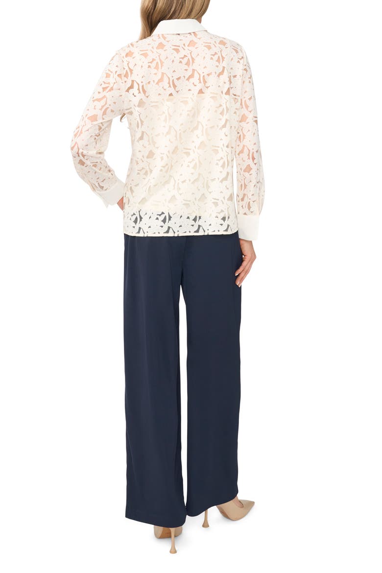 Floral Lace Hidden Placket Shirt, Alternate, color, NEW IVORY