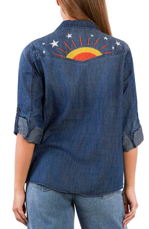 Billy T Hello Sunshine Embroidered Button-up Shirt In Blue