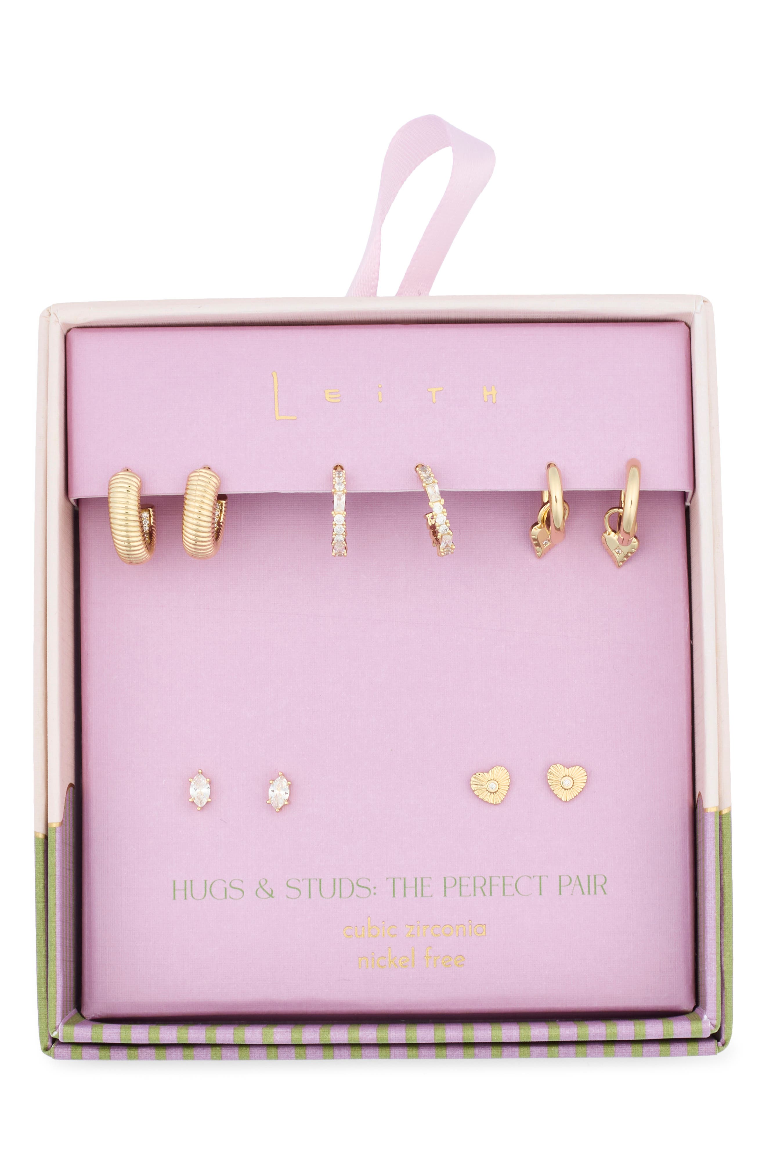Leith 5-Pack Hugs & Studs Earrings Set