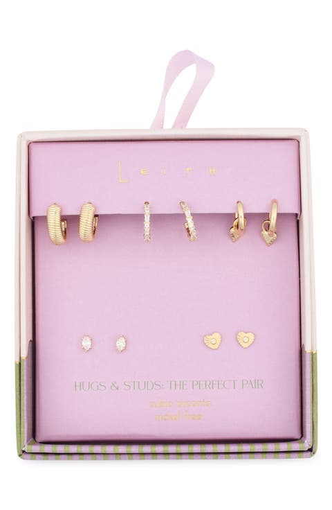 5-Pack Hugs & Studs Earrings Set