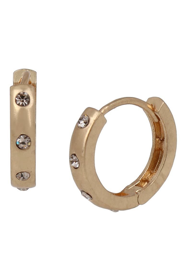 Huggie Hoop Earrings, Main, color, WARM BRASS