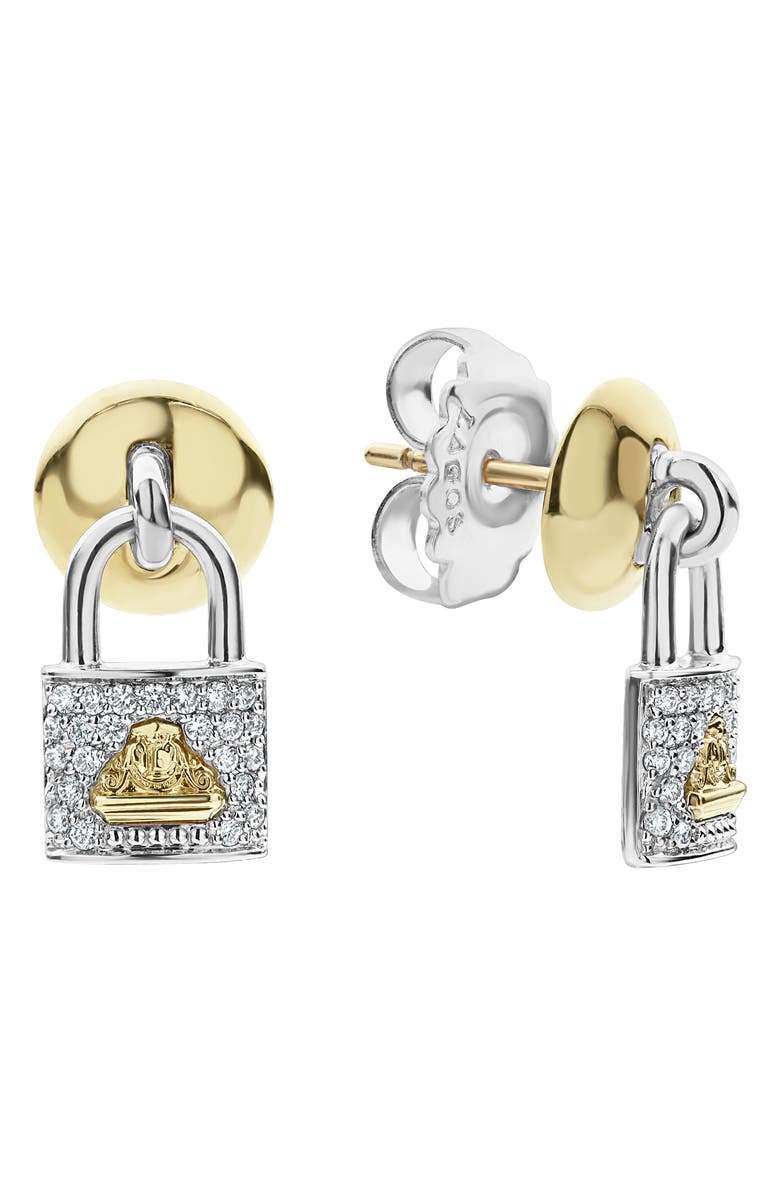 LAGOS Beloved Diamond Pavé Lock Earrings, Alternate, color,