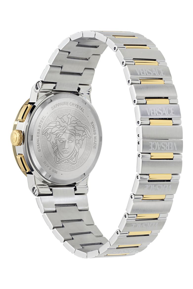 Greca Logo Chronograph Bracelet Watch, 40mm, Alternate, color, IP TWO TONE