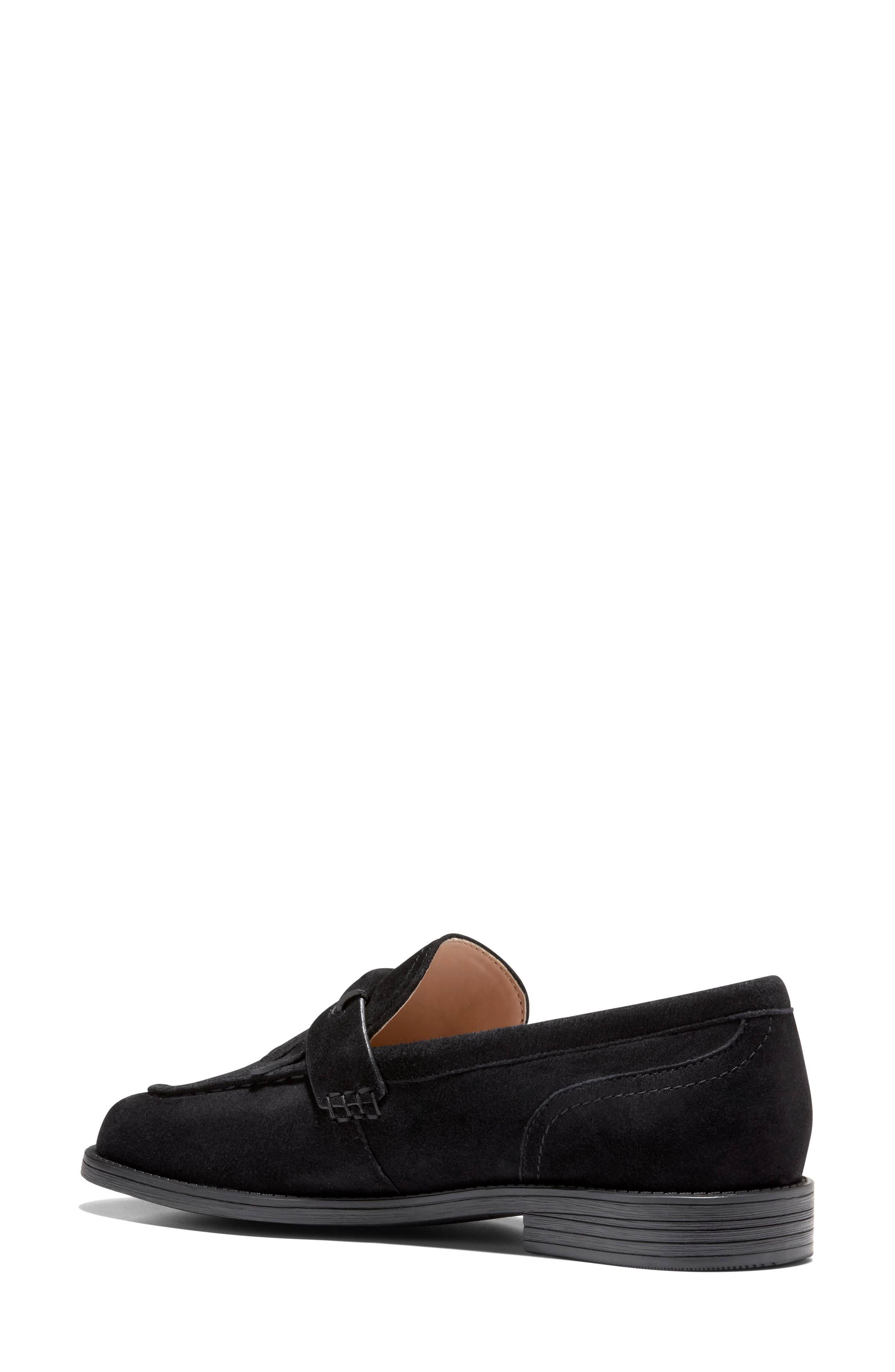 Cole Haan Stassi Kiltie Fringe Loafer, Alternate, color, Black Suede