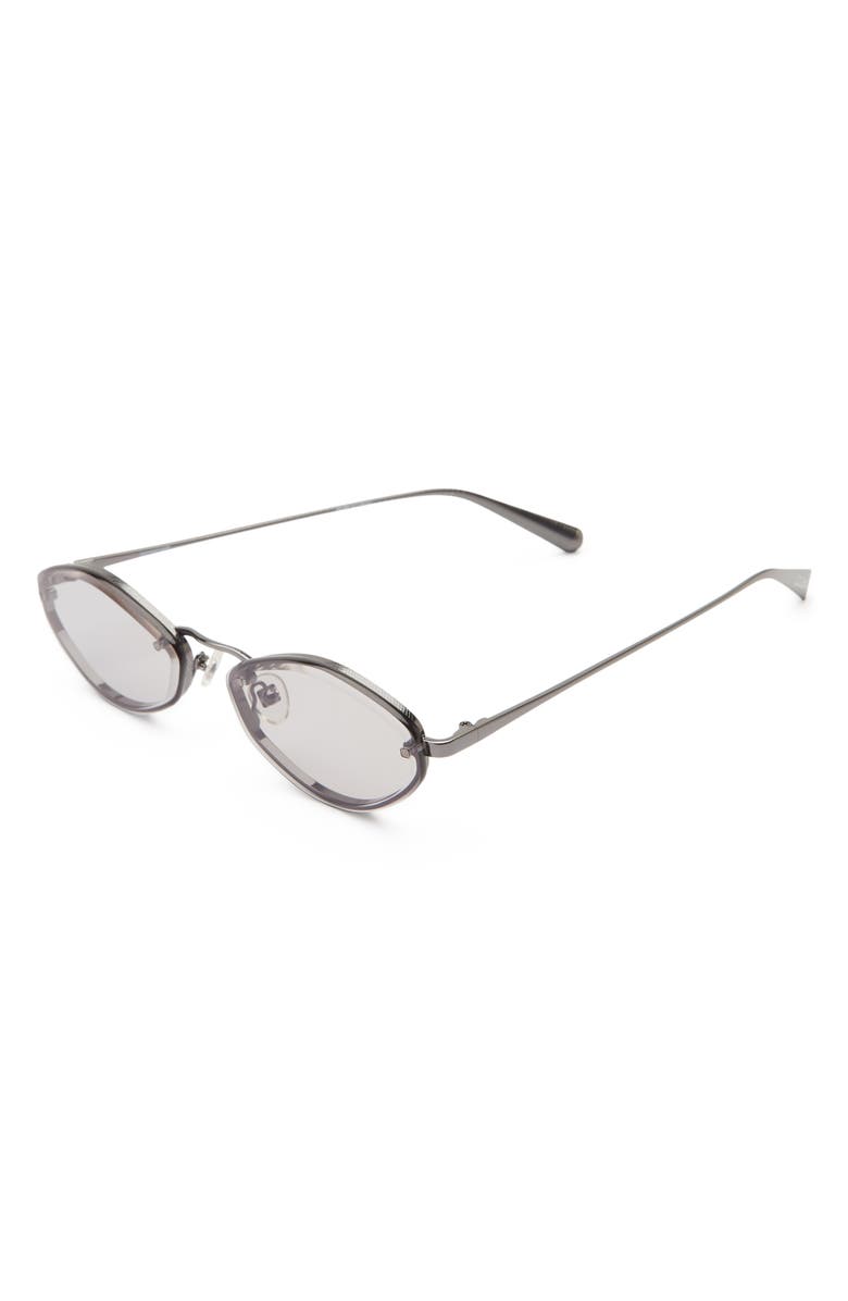 Jacquemus Les Lunettes Jac 57mm Irregular Oval Sunglasses, Alternate, color, Nickel/ Smoke
