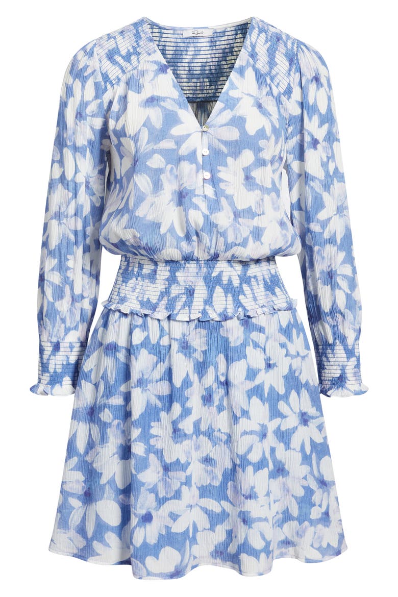 Zana Floral Smocked Long Sleeve Dress, Alternate, color, BLUE AMARANTH