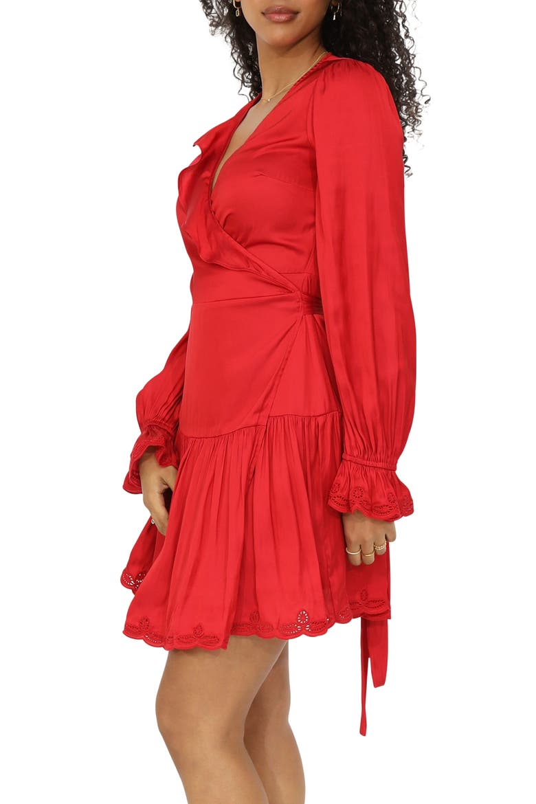 Wild Flower Embroidered Wrap Dress, Alternate, color, Red