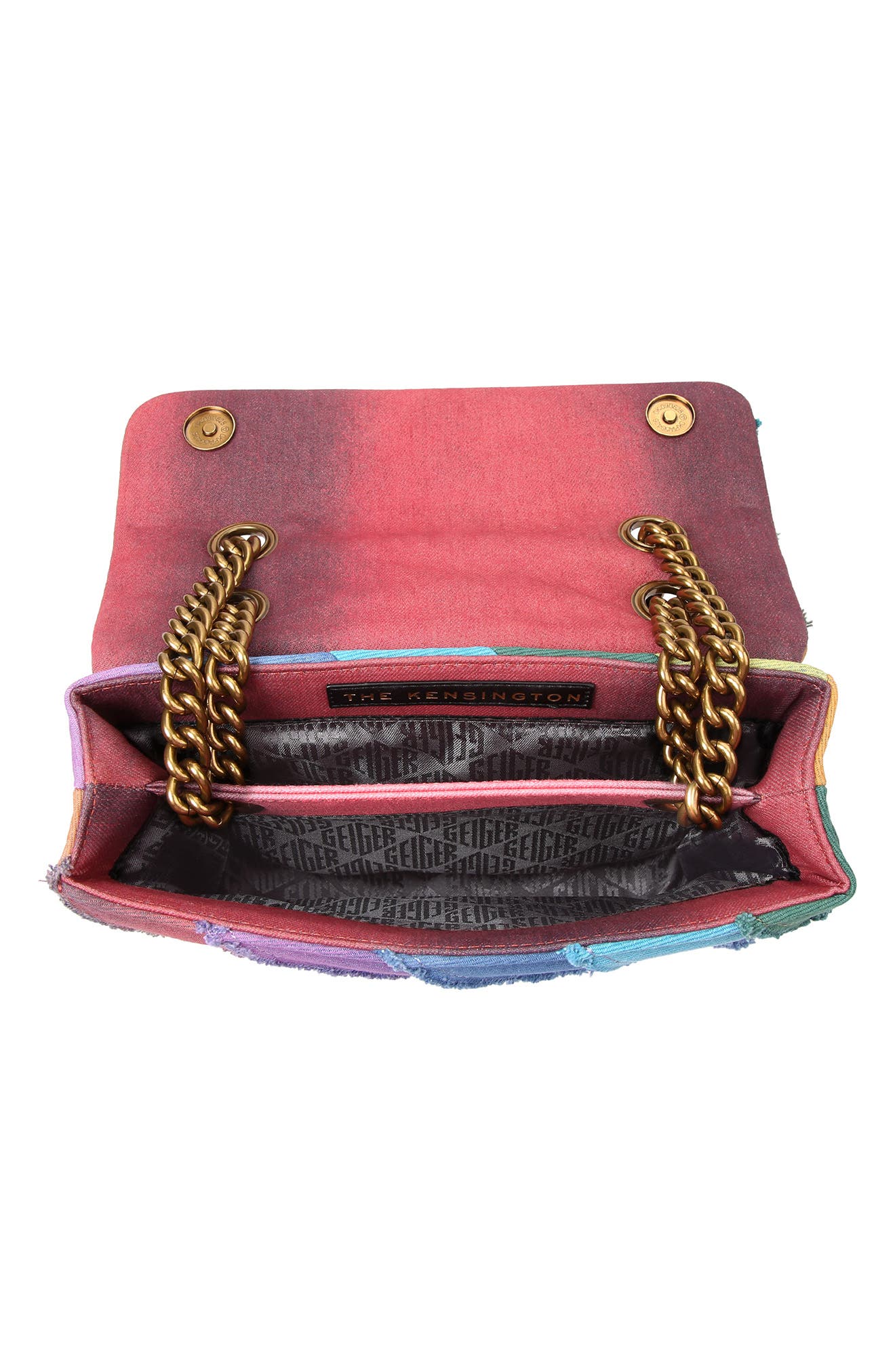 Kurt Geiger London Kensington Rainbow Denim Shoulder Bag, Alternate, color, Rainbow Denim