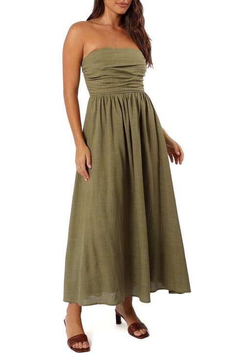 Kayt Strapless Linen Blend Maxi Sundress