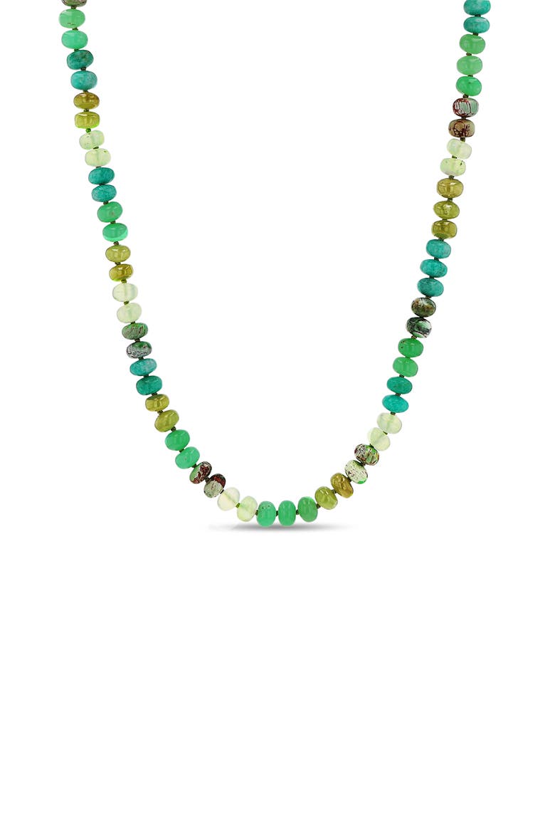 Green Mix 8mm Bead Necklace, Main, color, Green Mix / Sterling Silver
