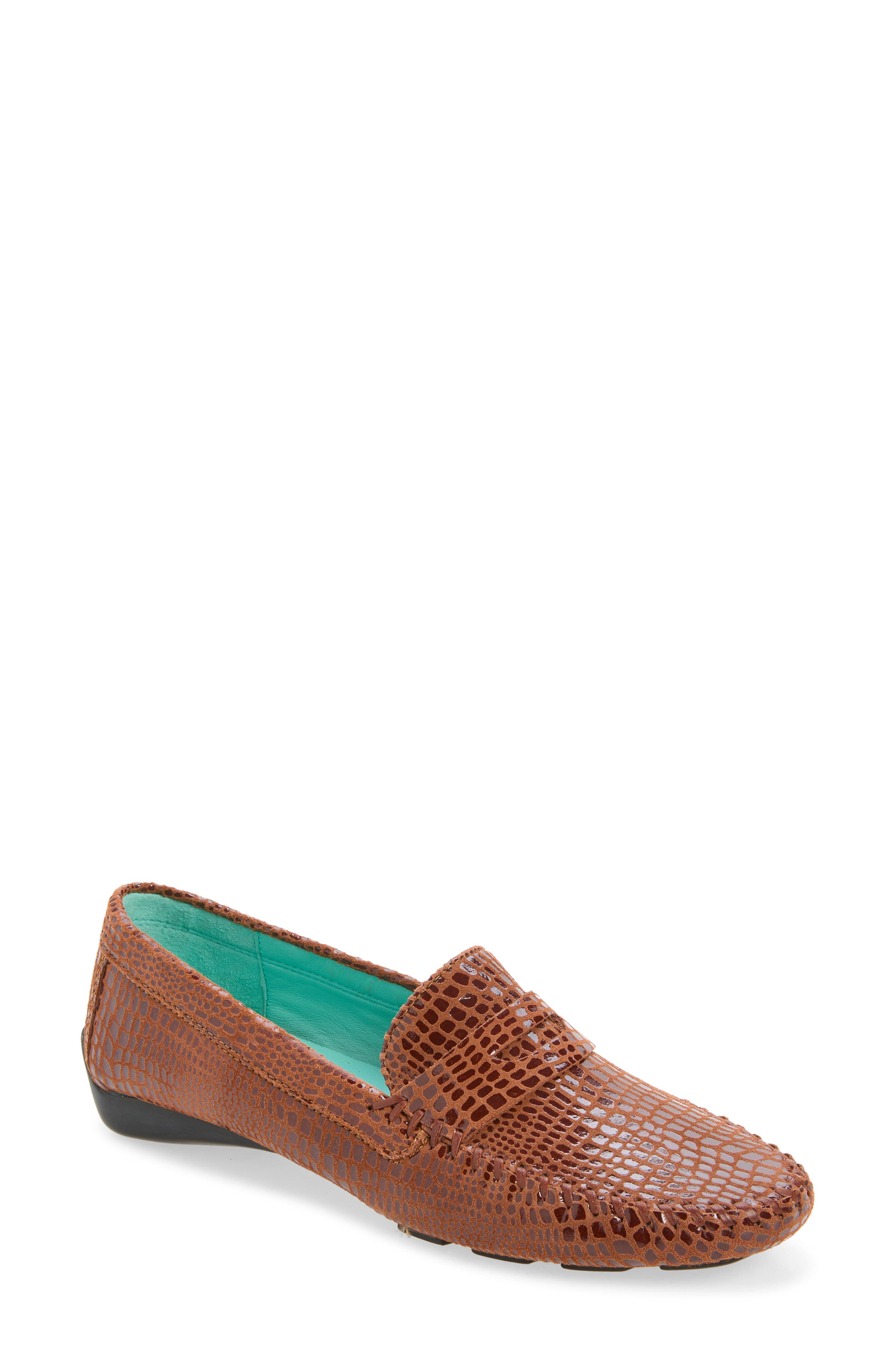 Anna Croc Embossed Loafer, Main, color, LUGGAGE