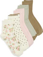 NORDSTROM RACK 5-Pack Floral Scallop Dress Socks