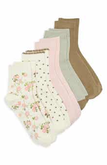 NORDSTROM RACK 5-Pack Floral Scallop Dress Socks