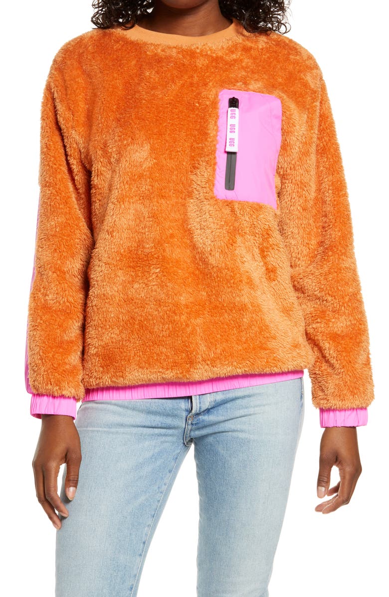 UGG<sup>®</sup> Furry Crewneck Sweatshirt, Main, color, 