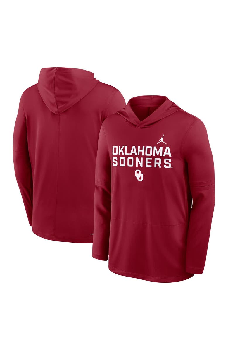 Jordan Brand Men's Jordan Brand Crimson Oklahoma Sooners 2025 Sideline Performance Long Sleeve Hoodie T-Shirt, Alternate, color, Crimson