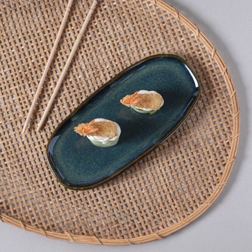 Porto Brasil Shallow Organic Oval Platter Small Set Of 4 In Green