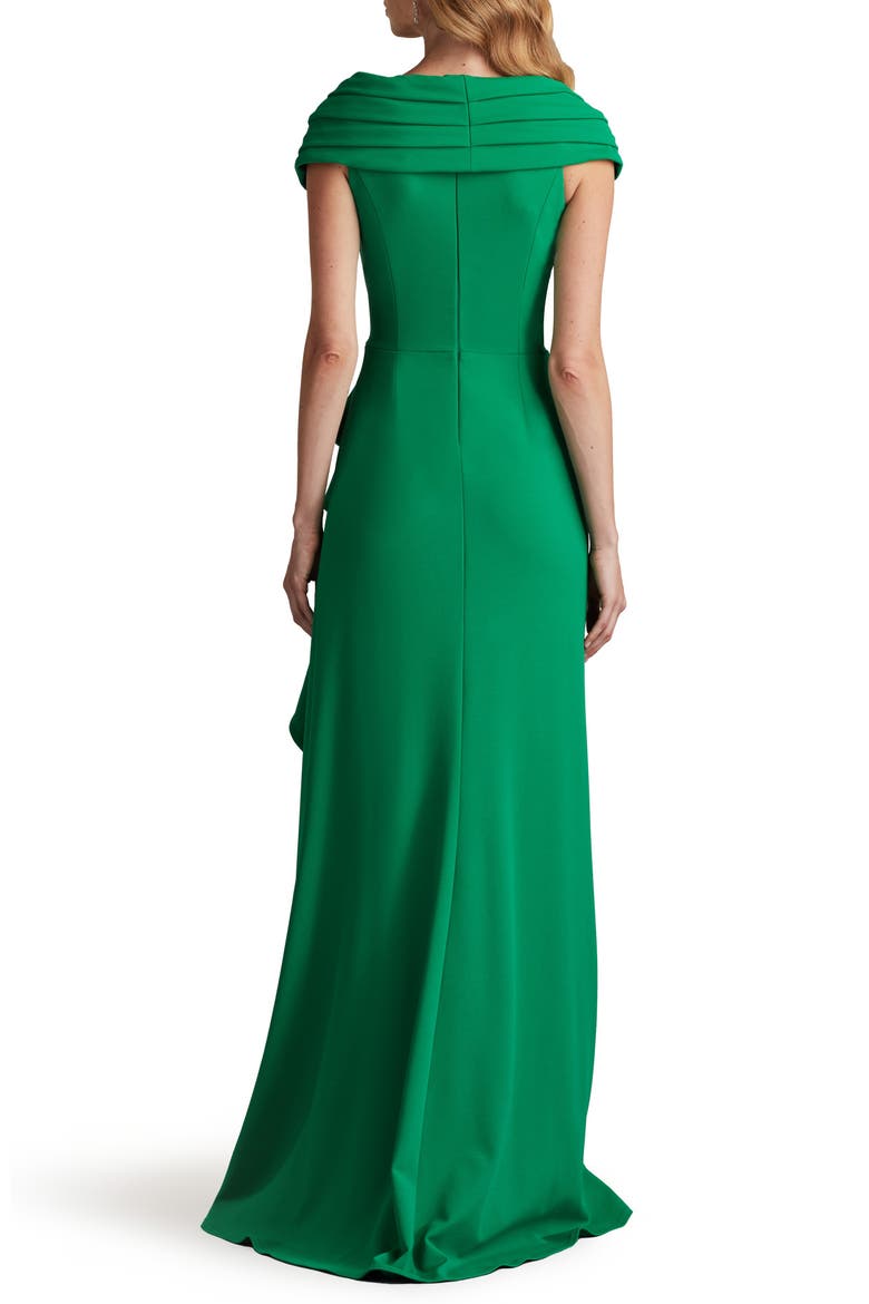 Cascade Ruffle Portrait Neck Gown, Alternate, color, GREEN LEAF