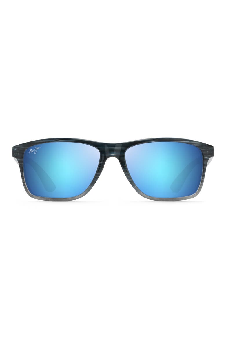 Onshore 58mm Polarized Rectangular Sunglasses, Main, color, BLUE BLACK STRIPE