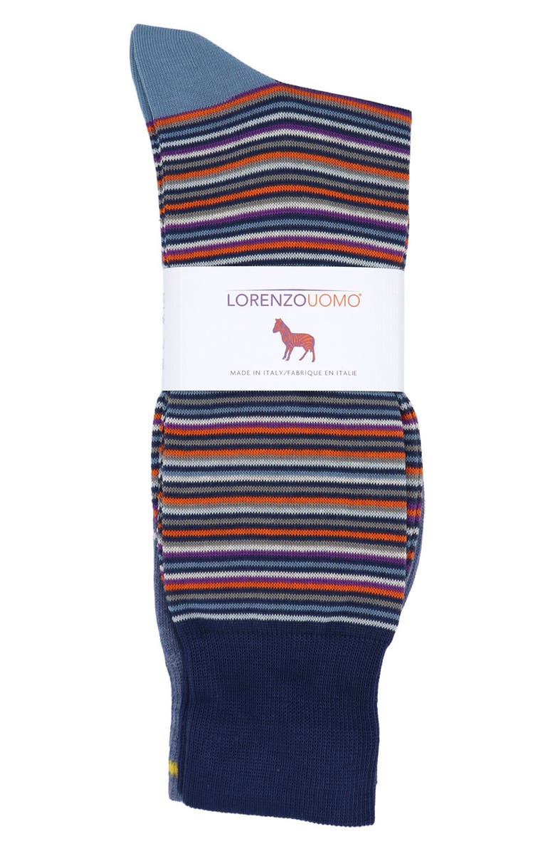 Lorenzo Uomo 3-Pack Assorted Stripe Cotton Blend Dress Socks, Alternate, color, 