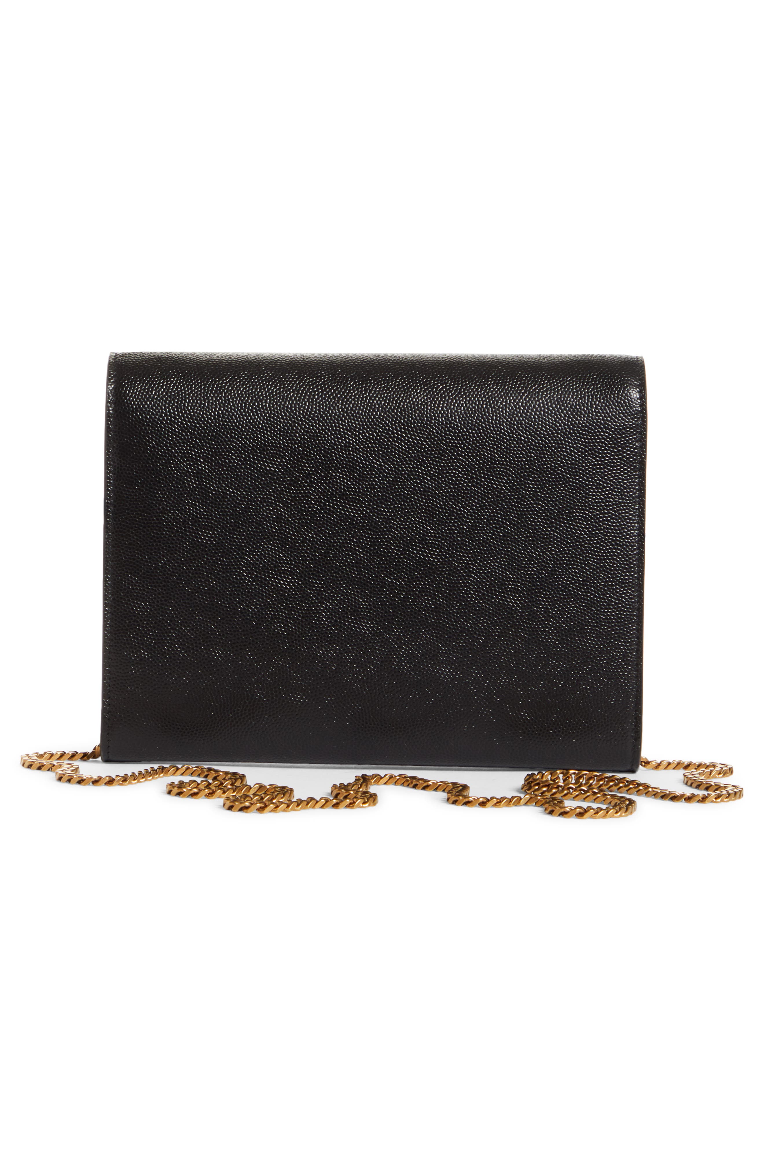 Saint Laurent Cassandra Leather Wallet on a Chain (Women) | Nordstrom