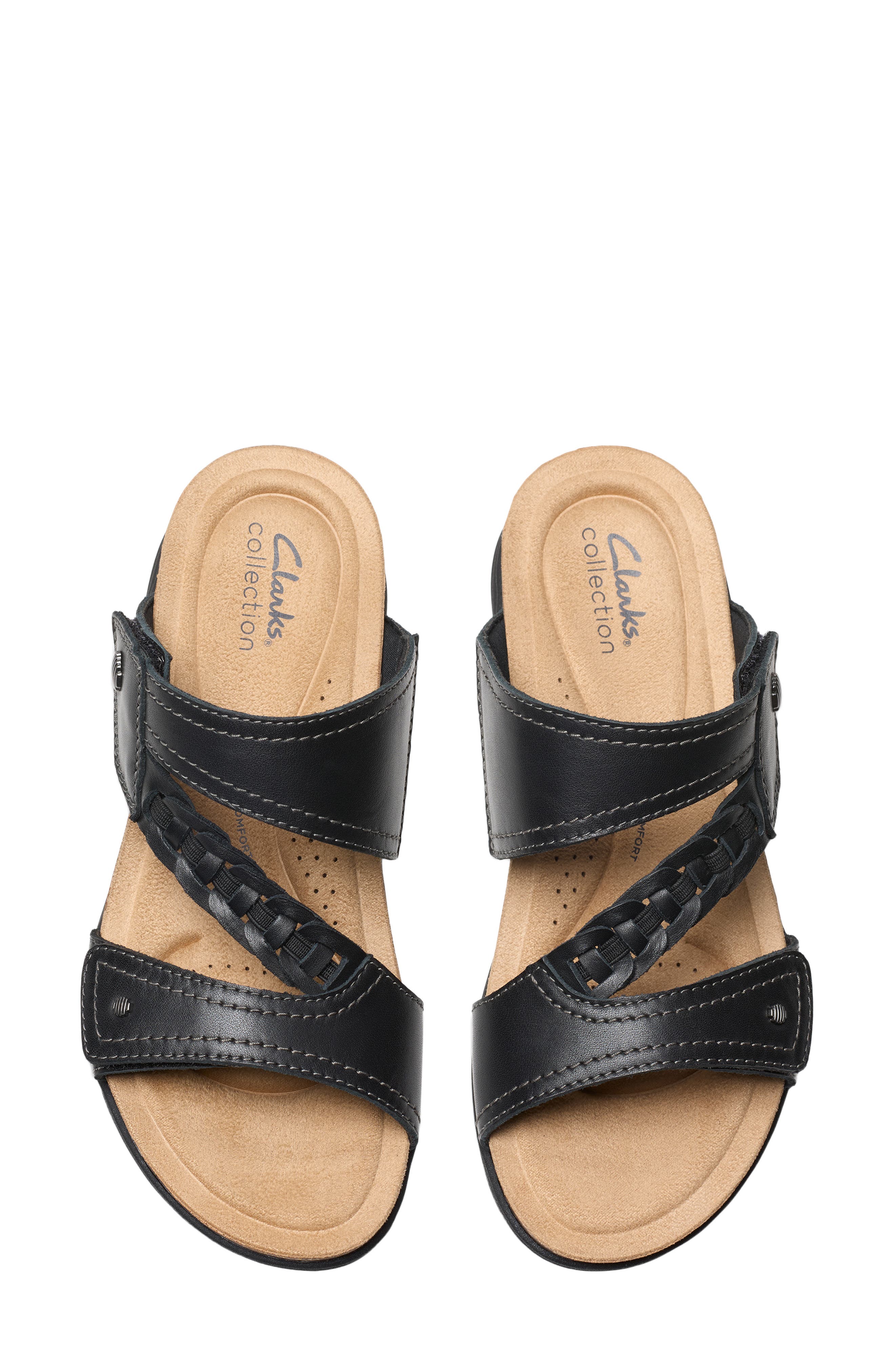 Clarks<sup>®</sup> April Raelyn Slide Sandal, Alternate, color, Black Leather