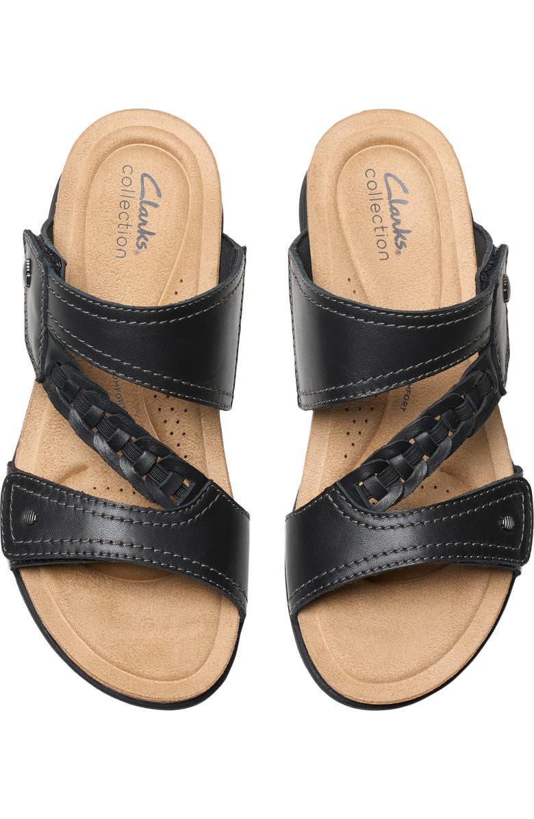 Clarks<sup>®</sup> April Raelyn Slide Sandal, Alternate, color, Black Leather