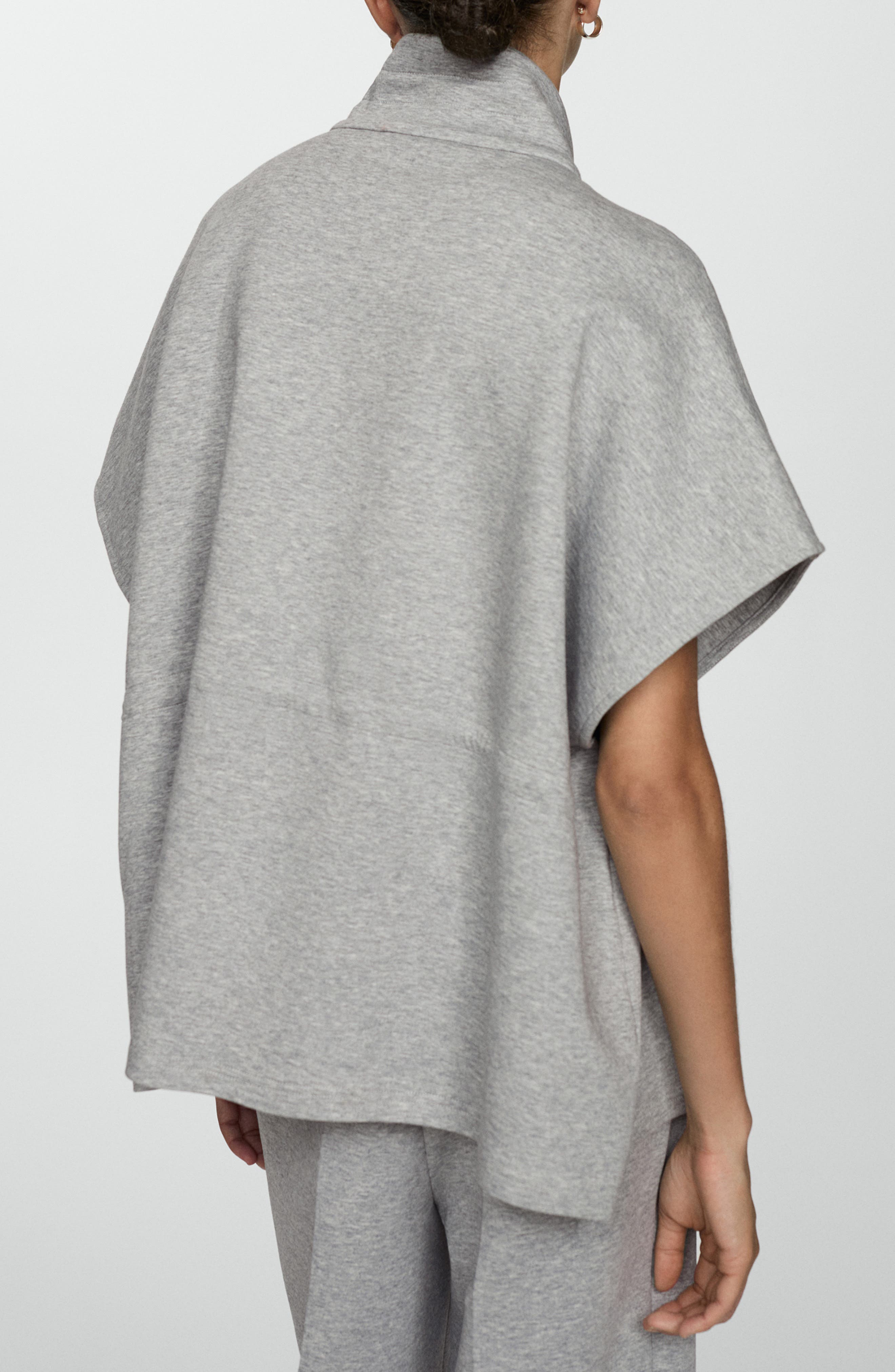 Cotton Blend Fleece Poncho Jacket - image 2