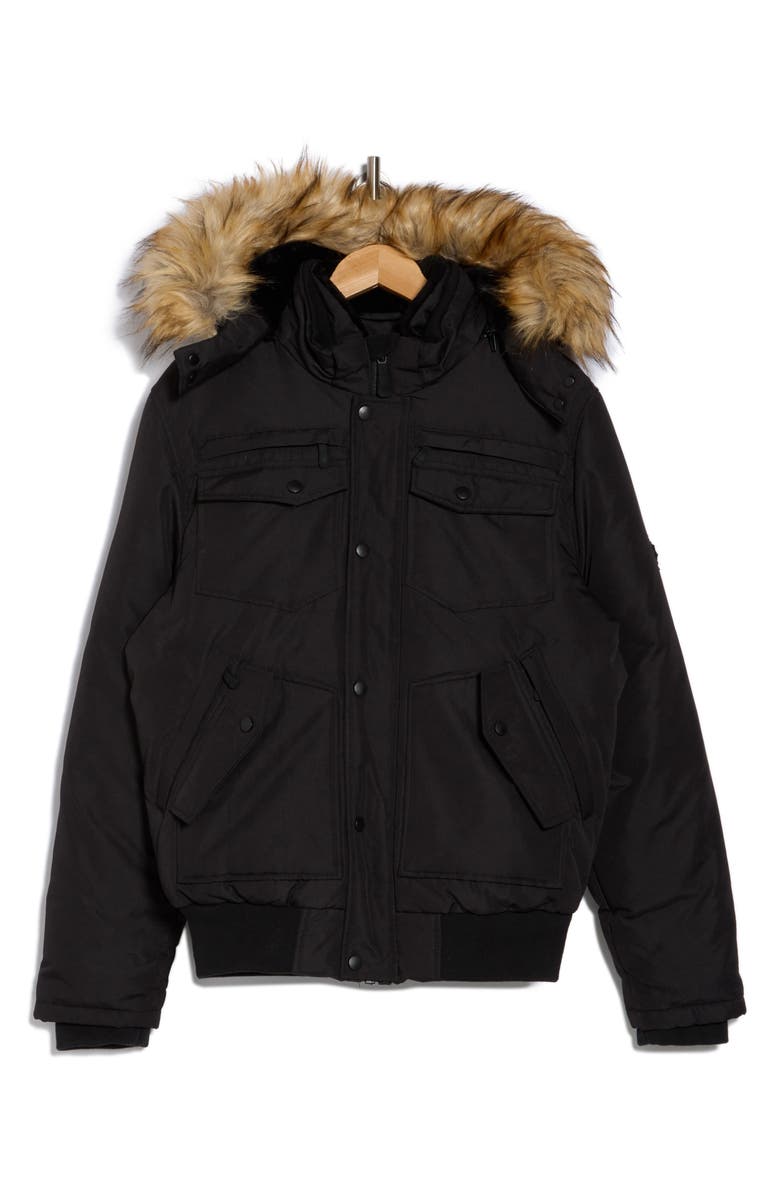TOBOGGAN CANADA Faux Fur Trim Bomber Jacket, Alternate, color, Black/Raccoon