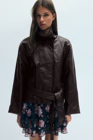 H&M Double-Breasted Coated Jacket
