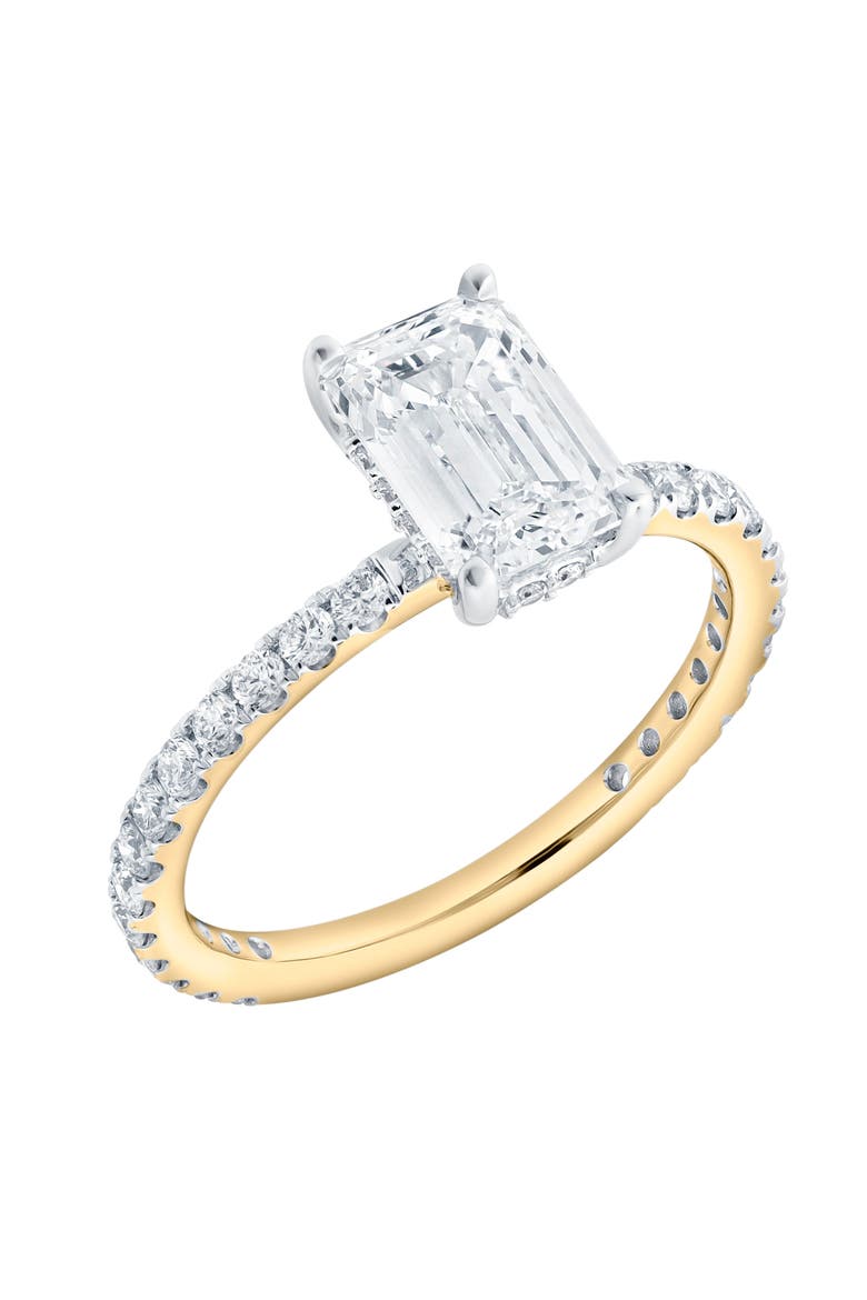 Fiora 14K Yellow Gold Emerald Cut Lab Grown Diamond Hidden Halo Engagement Ring - 1.65 ctw, Alternate, color, 14K Yellow Gold