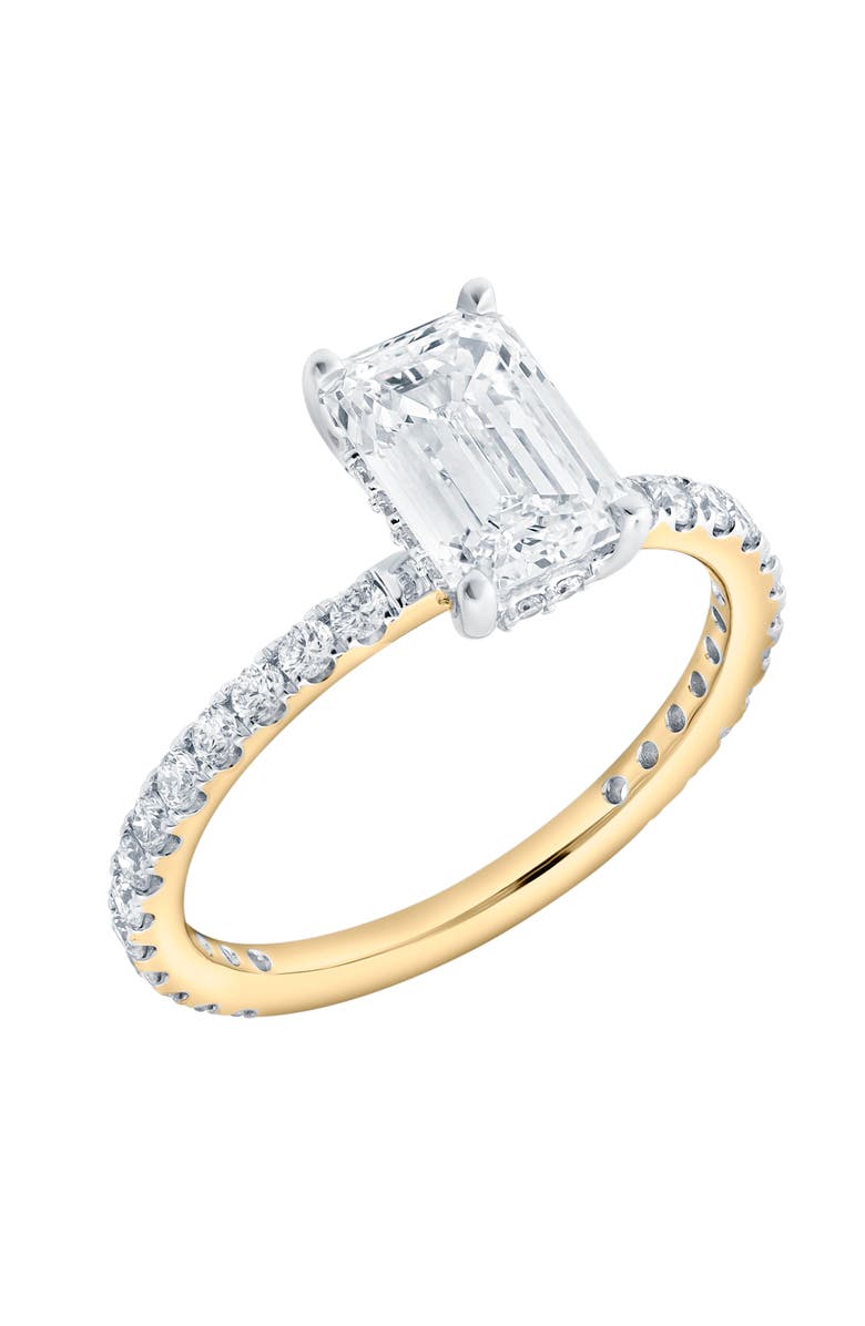 LuvMyJewelry Fiora 14K Yellow Gold Emerald Cut Lab Grown Diamond Hidden Halo Engagement Ring - 1.65 ctw, Alternate, color, 14K Yellow Gold